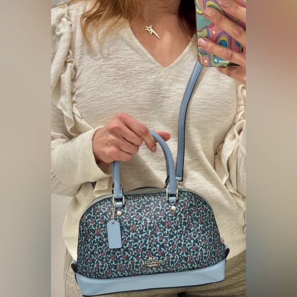 Coach Mini Sierra Dome Satchel Blue Floral - Picture 6 of 17